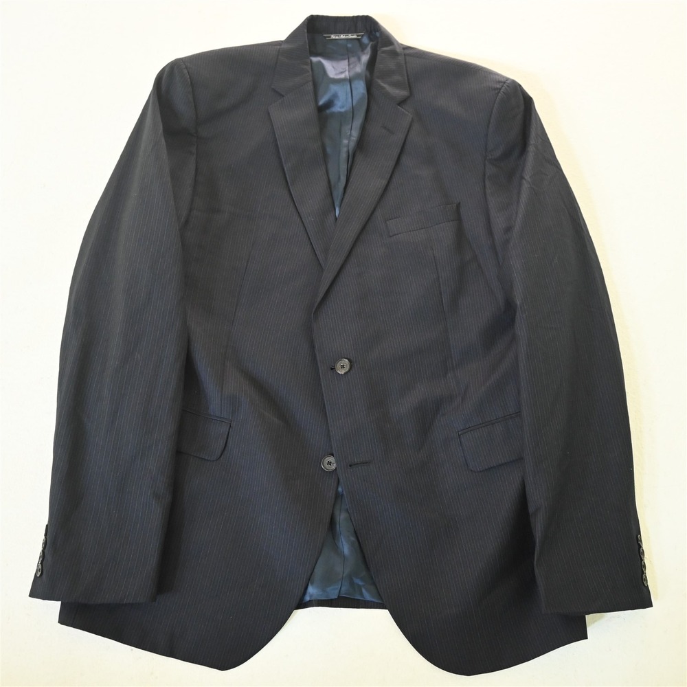 Neiman Marcus 46R Blue Striped 100% Wool‎ Sable Blazer Suit Jacket Sport Coat